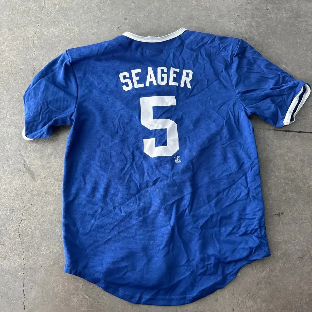Vintage Y2k Los Angeles Dodgers Corey Seager Blue Mlb Baseball Jersey Youth XL